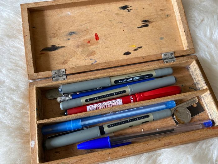1960's wooden pencil case