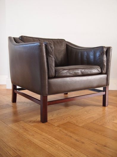 Georg Thams for Grant Mobelfabrik Mid Century Modern Danish Leather Armchair Vintage 1960s