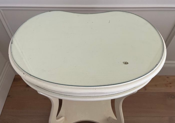 Cream Side Table with Glass Top