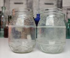 248 - Set of 2 Vintage Clear Glass L Rose Collectible Decorative Jars