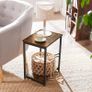_Bedside Table Bedside Table with 2 Levels for Bedroom Steel Frame Living Room Bedroom Industrial Style Vintage Brown/Black Image 5