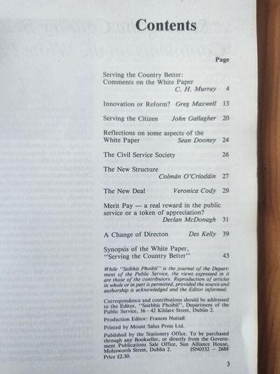 Seirbhis Phoibli. 3 X Journals Of The Department Of The Public Service.  1980-82 -85.