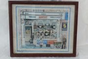 Old advertising shop front picture print ,different brands for sale, in the shop,nice for any home bar or man cave pub restaurant etc,,buyer collects thank you,, rather buyer collects with the glass ,sold as is ,,see pictures for condition