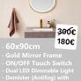 LED Bathroom Mirror 60x90cm Gold Frame Antifog Image 2