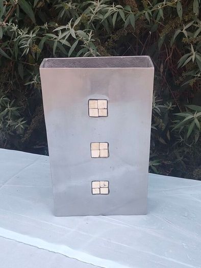 Large Modernist Polished Metal flower vase