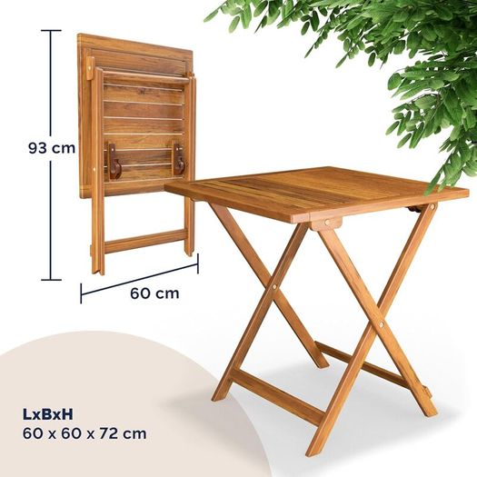 3 Piece Folding Garden Furniture Set  Acacia Wood Table & 2 Chairs