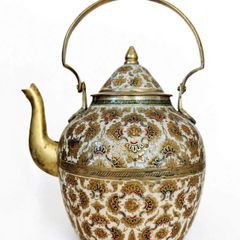 vintage Indian enamelled brass Tea Pot