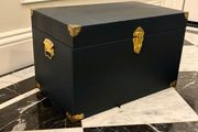 Elegant Blue Storage Chest / Trunk with Brass Hardware