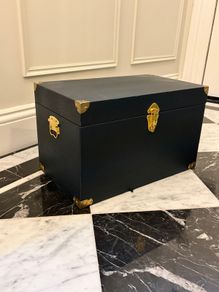 Elegant Blue Storage Chest / Trunk with Brass Hardware