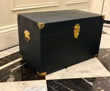 Elegant Blue Storage Chest / Trunk with Brass Hardware