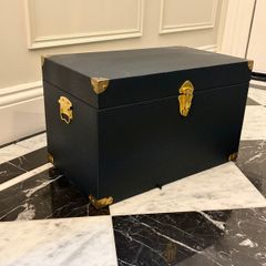 Elegant Blue Storage Chest / Trunk with Brass Hardware