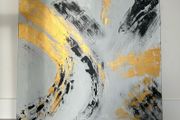 Large white and black abstract painting
