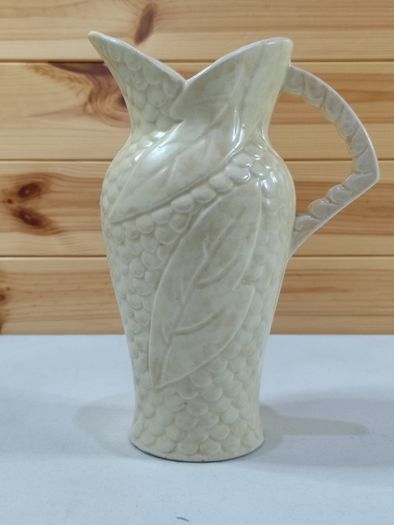 Price Bros Vintage mid-century jug vase cream leaf pattern made in England
