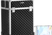 _Professional Makeup Case, Cosmetic Case, Mobile, 4 Wheels, 4 Tray, Telescopic Handle, Travel, Travel, Black