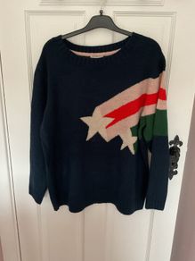 jumper Bnwt navy patterned front Monsoon jumper large rrp 64 euro