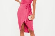 Faux suede high neck midi dress size 6