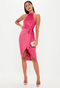 Faux suede high neck midi dress size 6