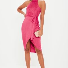 Faux suede high neck midi dress size 6