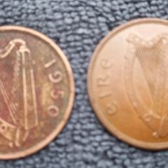 Irish Pre Decimal coin - 1950, + 1968 Penny 1d