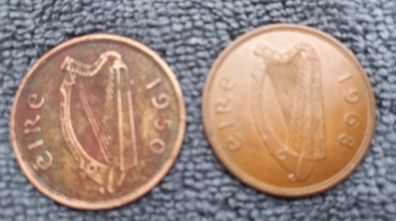 Irish Pre Decimal coin - 1950, + 1968 Penny 1d