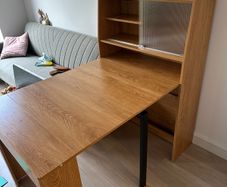 Extendable Dining Table, Natural, Rustic Style With Sideboard