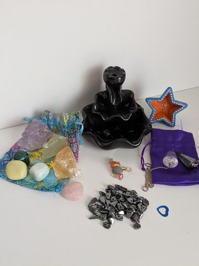 Pendulums, Crystals, energy Reiki related stones, mini budda