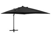 Cantilever Umbrella with Pole and LED Lights Black 300 cm