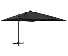 Cantilever Umbrella with Pole and LED Lights Black 300 cm