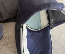 Uppababy vista basinet with rain cover fly cover had to storage and adapters for buggy to make it a double buggy