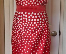Nass Red & White Polka Dot Bow Occasion Dress  UK 14 Retro Pin Up Style  Excellent Condition