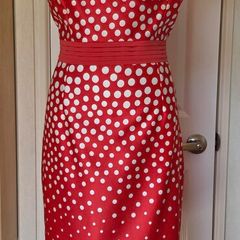 Nass Red & White Polka Dot Bow Occasion Dress  UK 14 Retro Pin Up Style  Excellent Condition