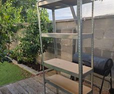 Shelving rack for garden shed