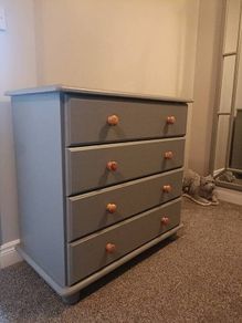 Solid Pine Chest of Drawers - Grey Chalk Painted