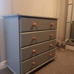 Solid Pine Chest of Drawers - Grey Chalk Painted