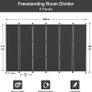 6 Panel Room Divider, 6FT Tall Folding Privacy Screen Wall Dividers, Portable Privacy Screen Freestanding Room Divider for Room Separation, Included - Cover Strips, Grey, W 305 x H 183 cm Image 3