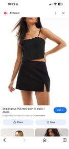 Stradivarius black 90s mini skirt size S new with tags