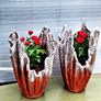 Handmade Flower Pots - Abstract Gold, Copper, Silver Flower Pot - Unique Drape Vase Image 3