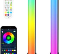 LED Light Bar, 2PCS Smart RGB Light Bar Gaming Lights TV Backlights Color Changing Mood Light Sync with Music for PC, TV, Room Decoration, USB Port, with Remote Control and APP Control