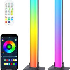 LED Light Bar, 2PCS Smart RGB Light Bar Gaming Lights TV Backlights Color Changing Mood Light Sync with Music for PC, TV, Room Decoration, USB Port, with Remote Control and APP Control