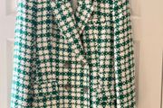 Chanel Style Zara Jacket. Ladies Size Medium Green &amp; Cream Check. Excellent Condition