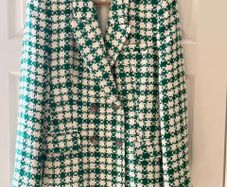 Chanel Style Zara Jacket. Ladies Size Medium Green & Cream Check. Excellent Condition