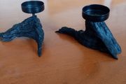 Pair of wooden candle holders
