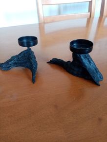 Pair of wooden candle holders