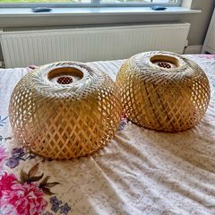 Two NEW rattan ceiling lights