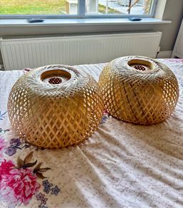 Two NEW rattan ceiling lights