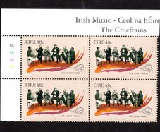 2006 Ireland Irish Music The Chieftains Plate Block 1A1A1A1A Commemorative Stamp Mint Never Hinged (MNH)
