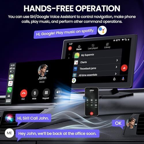 9.0 Wireless Carplay Screen for Car with 4K Dash Cam & 1080P Backup Camera, Touchscreen Car Stereo with Carplay & Android Auto, GPS Navigation, Mirror Link, Voice Control