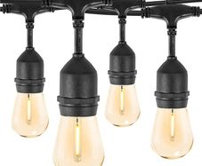 S14 Outdoor String Lights Mains Powered 100FT, Garden String Lights with 30+2 Plastic LED Bulbs, Waterproof IP65 Heavy Duty Festoon Lights for Backyard Patio Cafe Balcony Party Wedding (FREE POSTAGE)