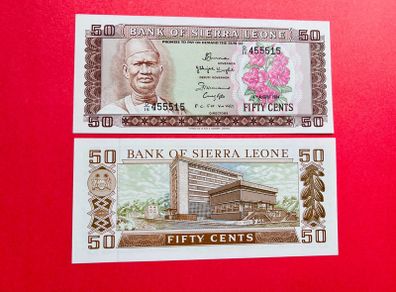 Sierra Leone  50 Cents  1984  Pick  4e ( Uncirculated )