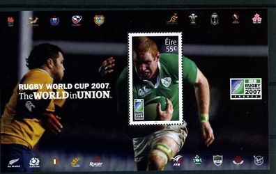 2007 Ireland Rugby World Cup Miniature Sheet Mint Never Hinged (MNH)